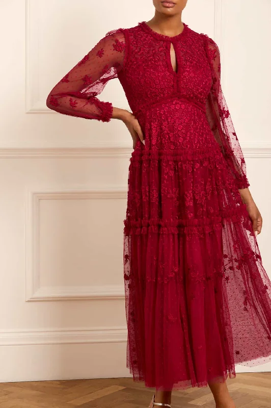 Autumn Lace Long Sleeve Ankle Gown