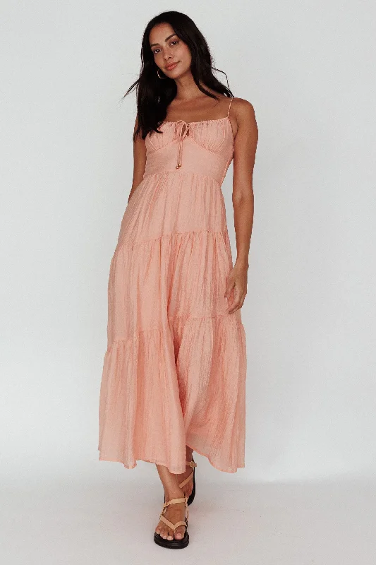 Doe Tie Bust Maxi Dress Apricot