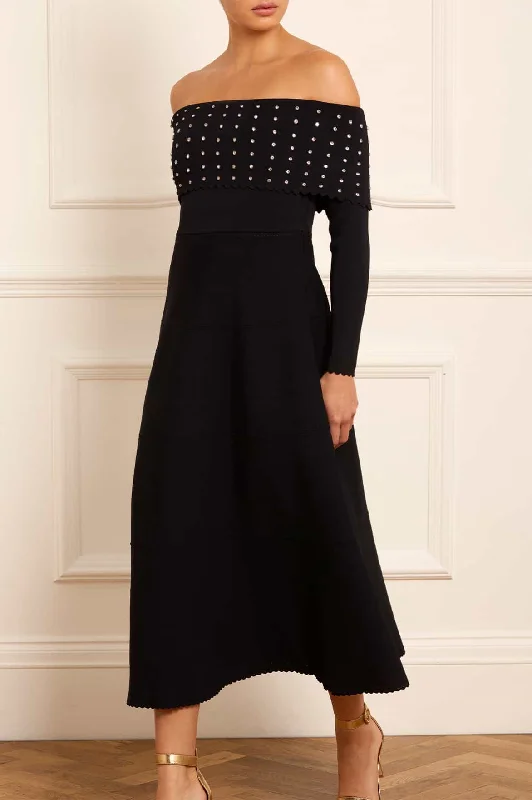 Embellished Bardot Knit Gown