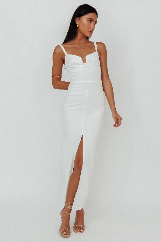 Love To Love Front Split Maxi Dress White