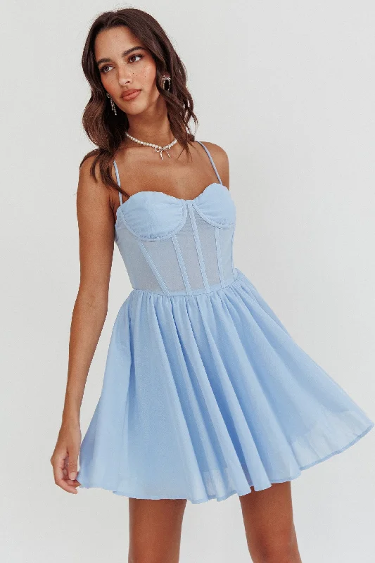 Lovers High Bustier Mini Dress Powder Blue