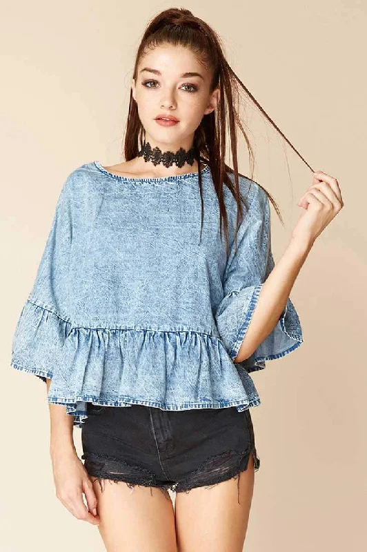 Maggie Casual Denim Top Blue