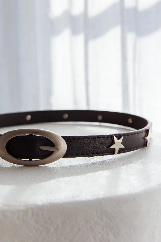 Nerissa Slim Star Belt Black