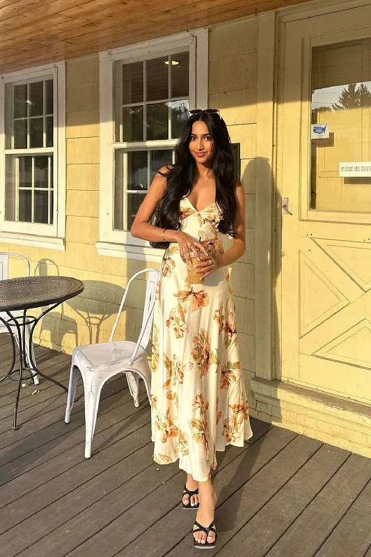 Palma Cream Floral Maxi Dress