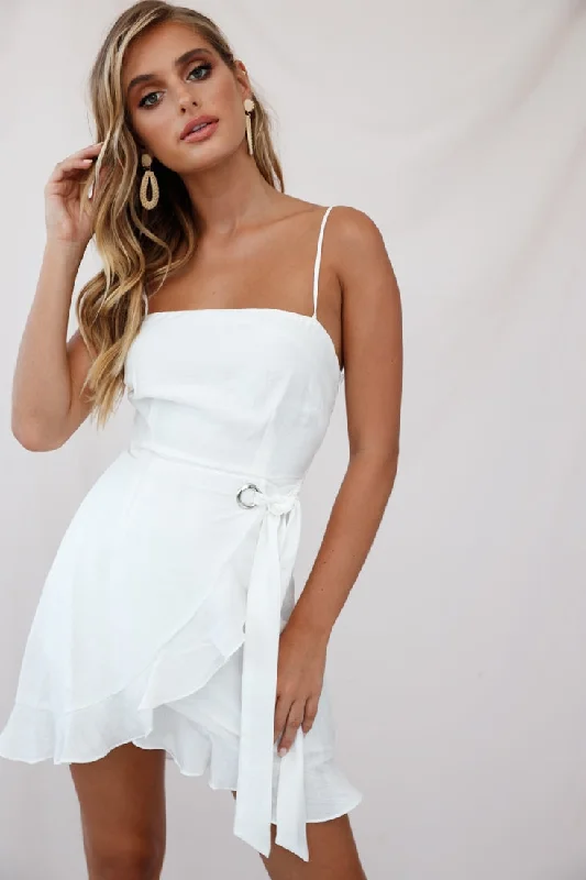 Pepita Cami Strap Wrap Dress White