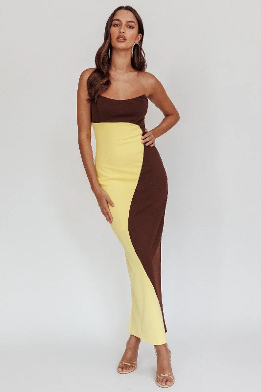 Regent Strapless Maxi Dress Cedar Yellow