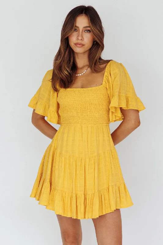 Sigourney Shirred Bust Dress Yellow