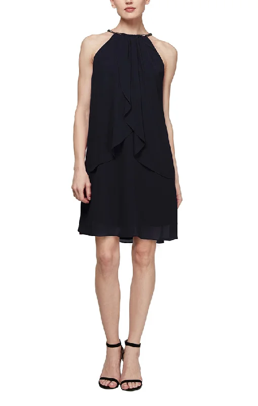 Chiffon Cocktail Jersey Dress with Split Front Detail