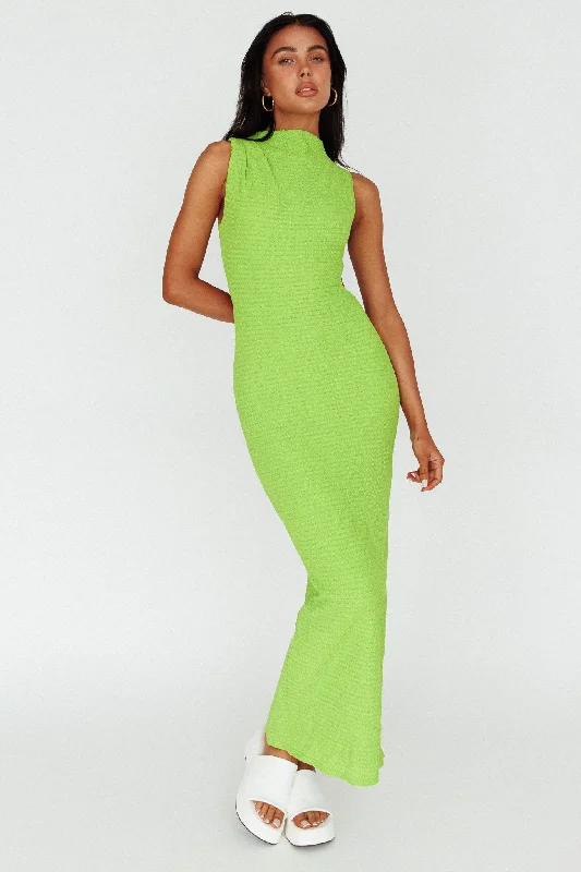 Yindi Sleeveless Cut-Out Waist Maxi Dress Lime