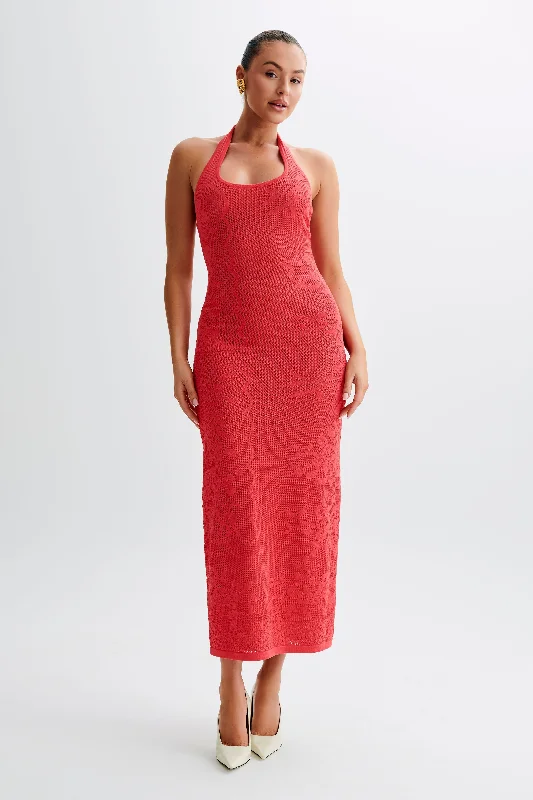 Patrizia Knit Halter Maxi Dress - Pomegranate