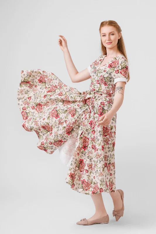 Wrap Dress, Short Sleeve, Rosy Dream