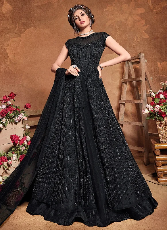 Black Sequence Embroidered Wedding Anarkali Suit