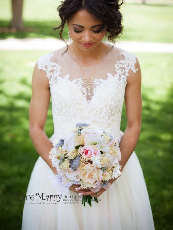 Boho Lace Wedding Dress from Airy Tulle