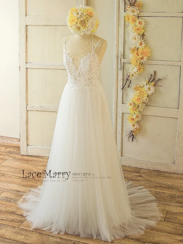 Summer Boho Wedding Dress with Criss Cross Straps