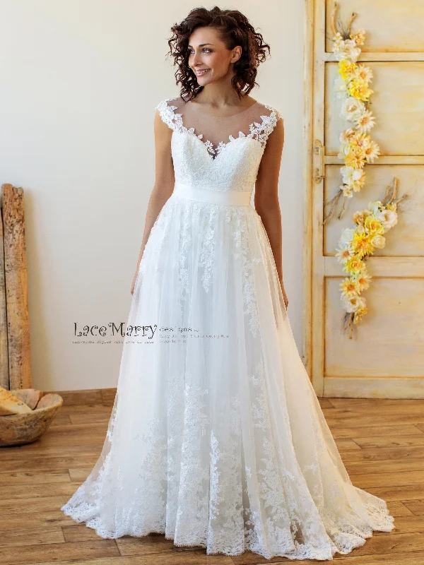 Lacy A-Line Skirt Boho Wedding Dress