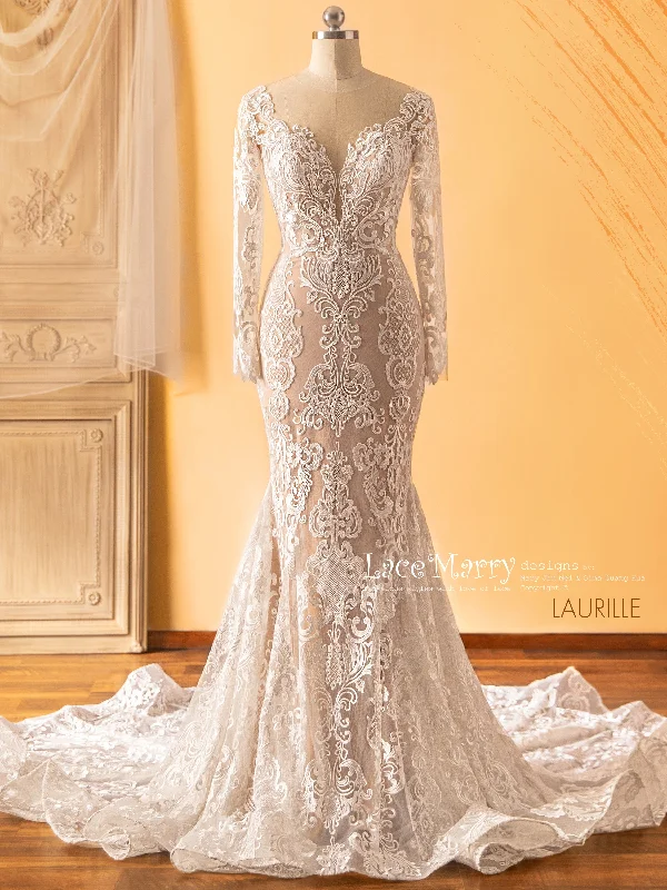 LAURILLE / Lace Wedding Dress with Long Sleeves