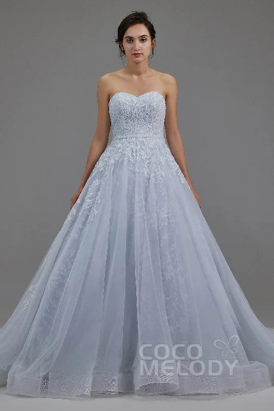 A-Line Chapel Train Tulle Wedding Dress LD5054