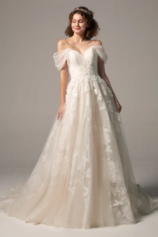 A-Line Court Train Tulle Wedding Dress CW2390