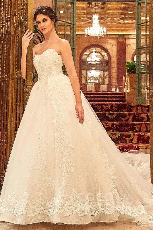 Ball Gown Cathedral Train Tulle Lace Wedding Dress LD5787