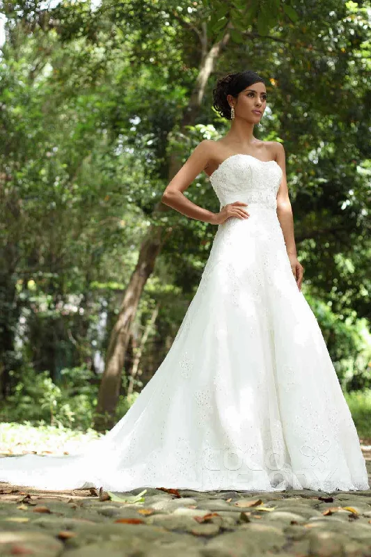 A-Line Chapel Train Tulle Wedding Dress Alb12285