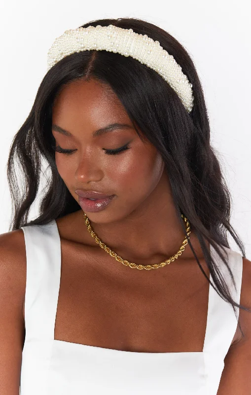 Hallie Headband ~ Ivory Pearl