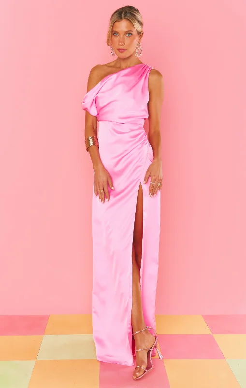 Jodie Dress ~ Pink Luxe Satin