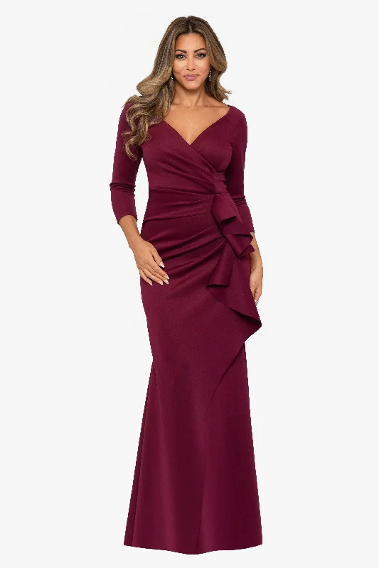 "Lexi" Long Sleeve Scuba Ruched Side Dress