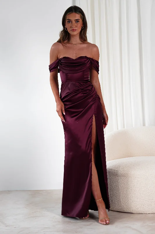 Monica Off The Shoulder Gown | Wine